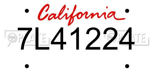 7L41224 California License Plate