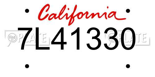 7L41330 California License Plate