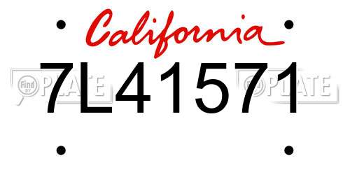 7L41571 California License Plate