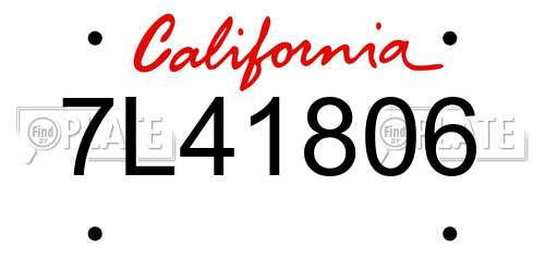 7L41806 California License Plate