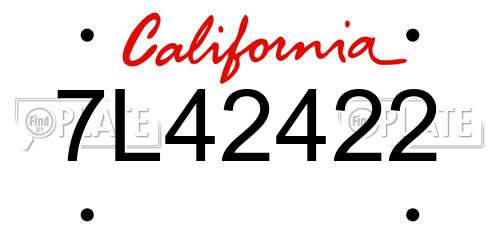 7L42422 California License Plate