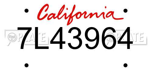 7L43964 California License Plate