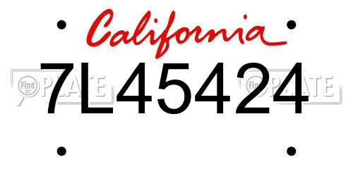 7L45424 California License Plate