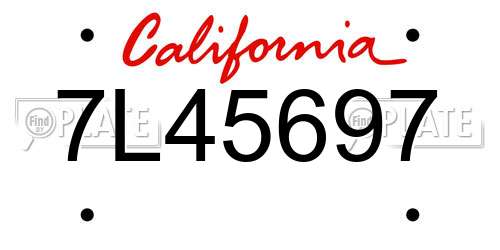 7L45697 California License Plate