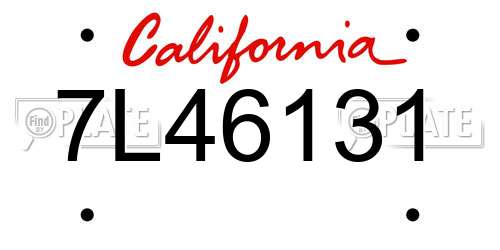 7L46131 California License Plate