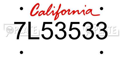 7L53533 California License Plate