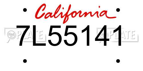 7L55141 California License Plate