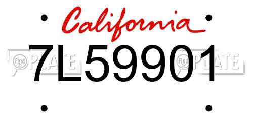 7L59901 California License Plate
