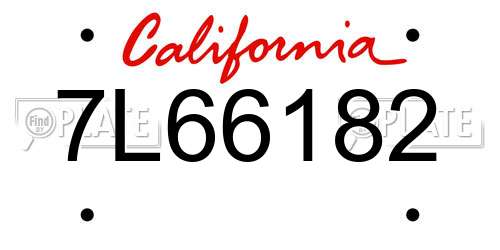 7L66182 California License Plate