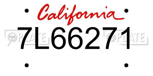 7L66271 California License Plate