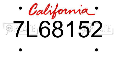 7L68152 California License Plate