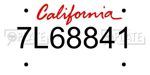 7L68841 California License Plate