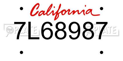 7L68987 California License Plate