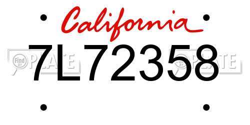 7L72358 California License Plate