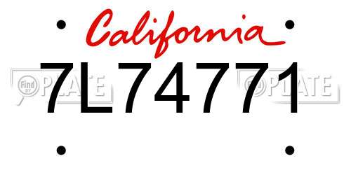 7L74771 California License Plate