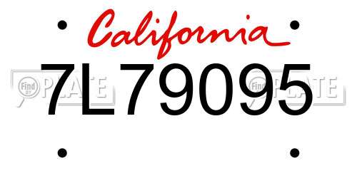 7L79095 California License Plate