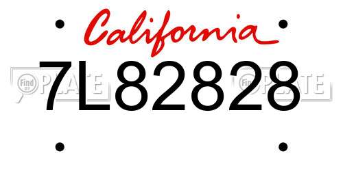 7L82828 California License Plate