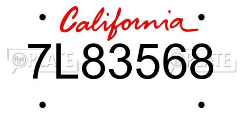 7L83568 California License Plate