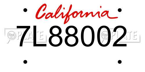 7L88002 California License Plate