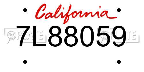 7L88059 California License Plate