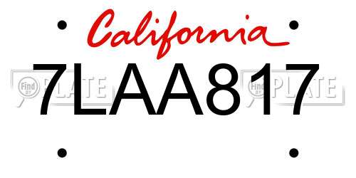 7LAA817 California License Plate