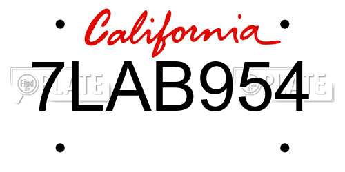 7LAB954 California License Plate