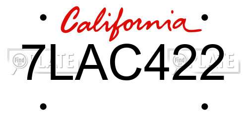 7LAC422 California License Plate