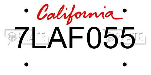7LAF055 California License Plate