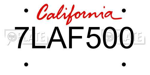 7LAF500 California License Plate
