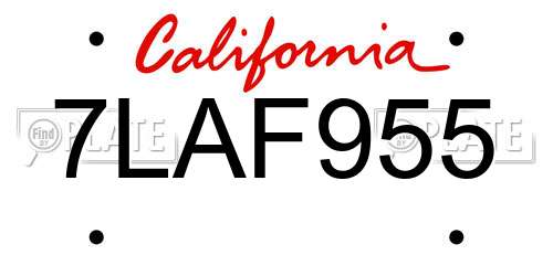 7LAF955 California License Plate