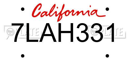 7LAH331 California License Plate