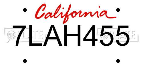 7LAH455 California License Plate