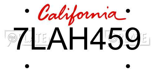 7LAH459 California License Plate