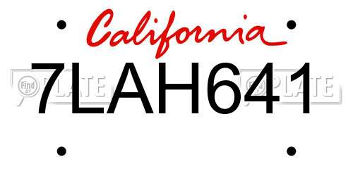 7LAH641 California License Plate