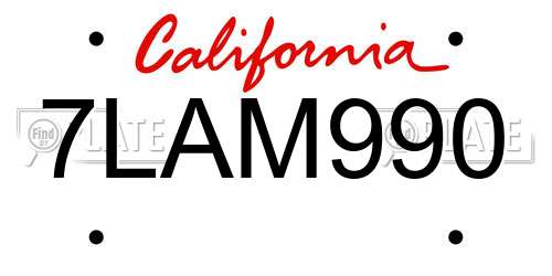 7LAM990 California License Plate