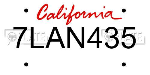 7LAN435 California License Plate