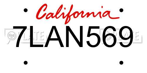7LAN569 California License Plate