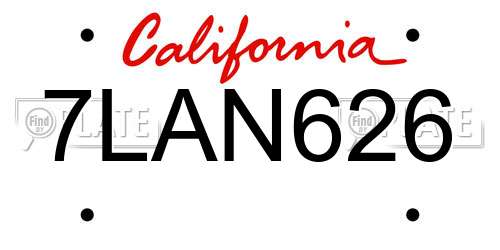 7LAN626 California License Plate