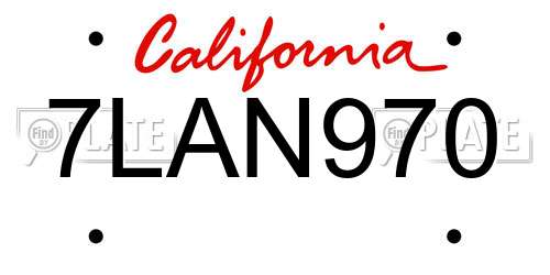 7LAN970 California License Plate