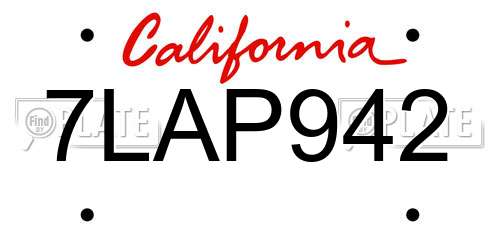 7LAP942 California License Plate