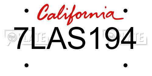 7LAS194 California License Plate