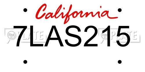 7LAS215 California License Plate
