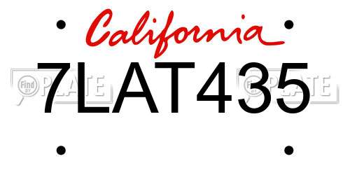 7LAT435 California License Plate