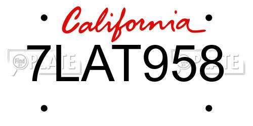 7LAT958 California License Plate