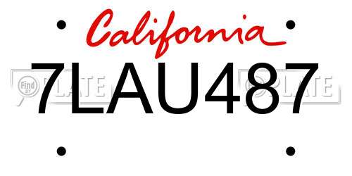 7LAU487 California License Plate
