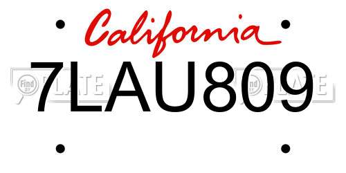 7LAU809 California License Plate