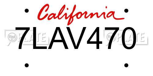 7LAV470 California License Plate