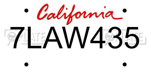 7LAW435 California License Plate