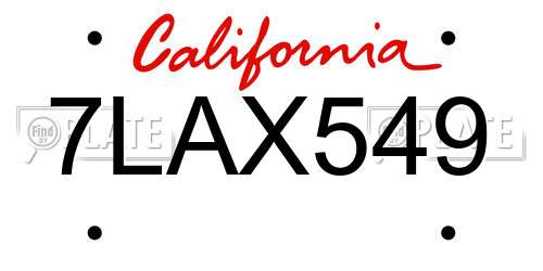 7LAX549 California License Plate