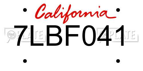 7LBF041 California License Plate